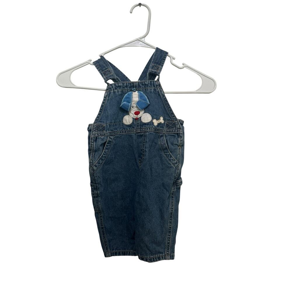 Vintage Kids Boy Blue Denim Sleeveless Overalls Size 3/6 Months